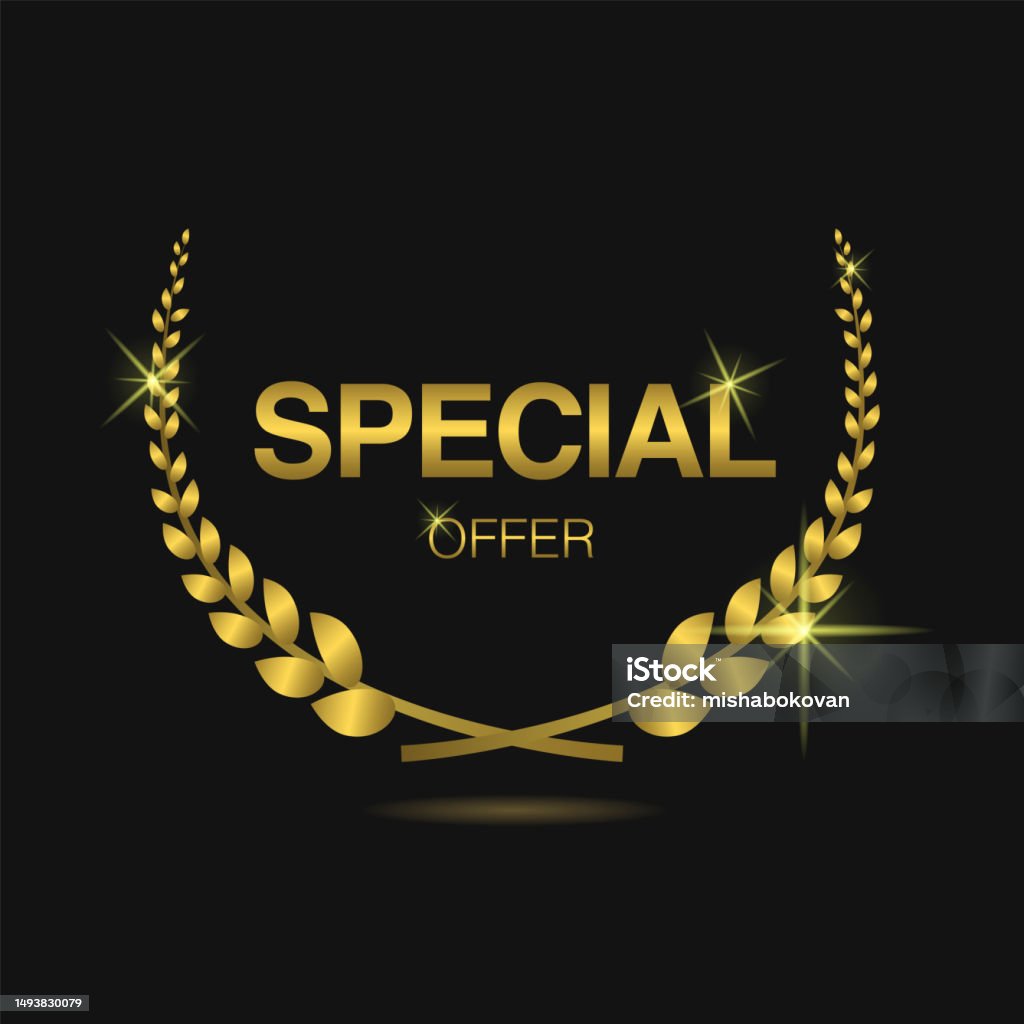 Offer Gold Vector Special Offer Golden Laurel Wreath Vector Label Stock Illustration ...