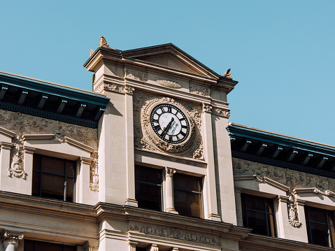 Old building with clock in Montreal