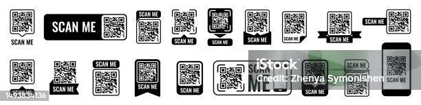 Qr Code Frame Set Qr Code Mockup Mobile Payment And Identity Vector ...