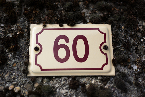 Old Street Address Sign/Plaque in France: 60