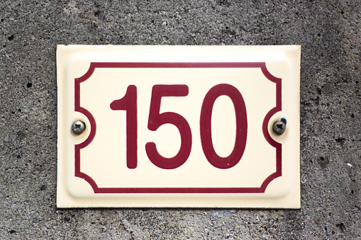 Old Street Address Sign/Plaque in France: 150