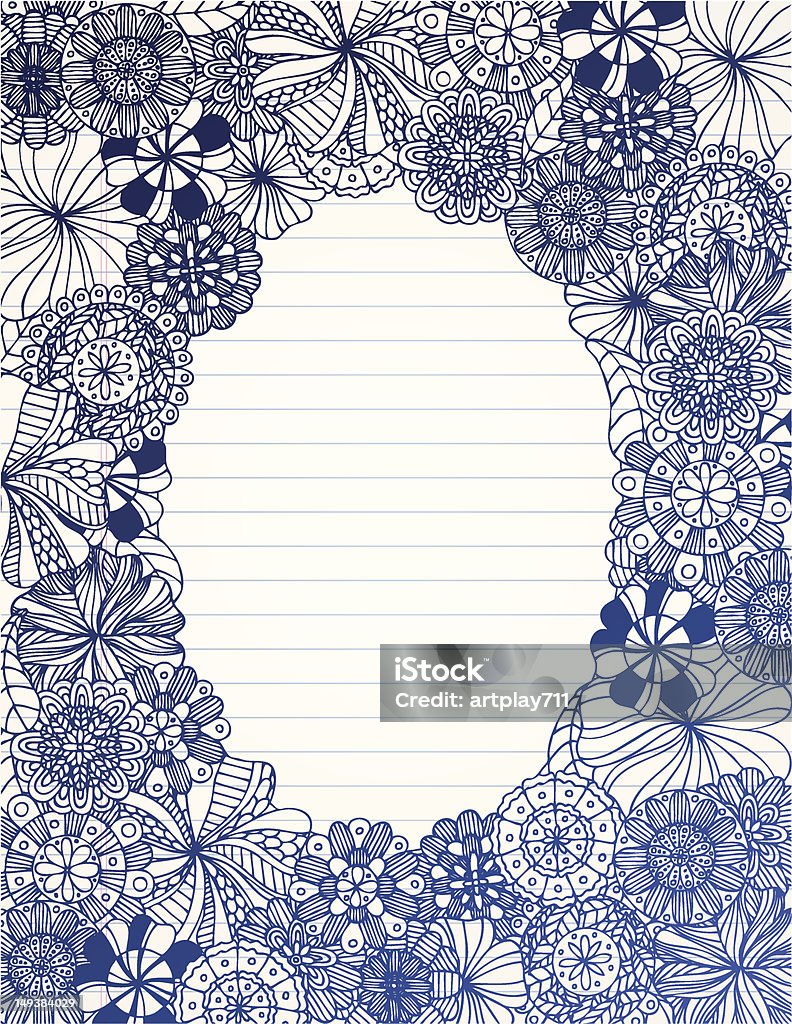 Floral Doodle Frame - Векторная графика Без людей роялти-фри