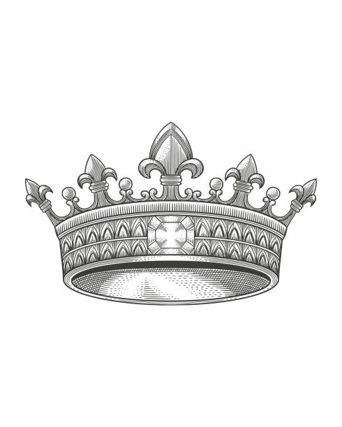 Illustration of the royal crown, vibtage engraving drawing