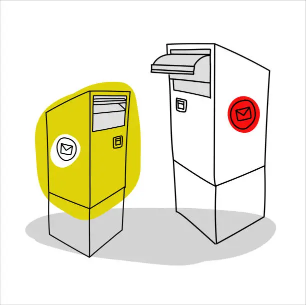 Vector illustration of Mailbox North America Yellow