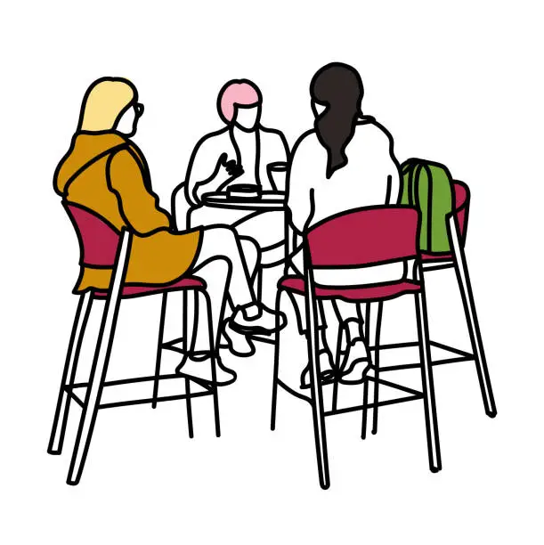 Vector illustration of University Coffee Shop Talks Sketch Hair