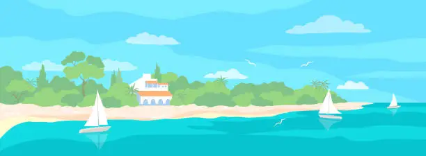 Vector illustration of Summer seascape