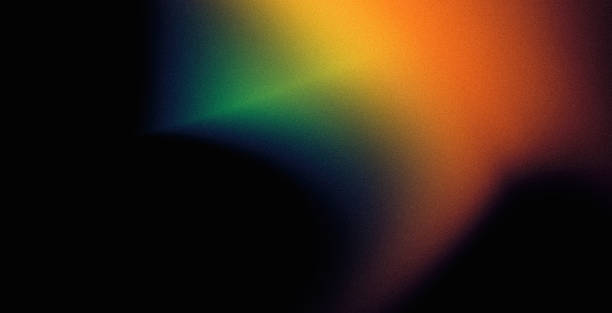 istock Abstract dark vibrant color gradient poster background, green orange yellow blurred shape on black, grain texture effect 1493866382
