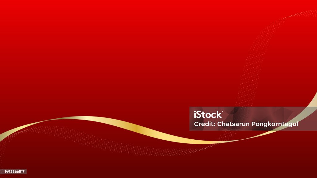 Abstract Ribbon Lines Elements With Glowing Light Effect On Red ...