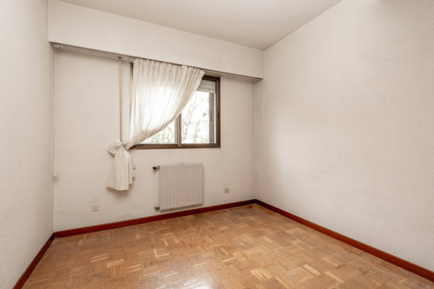 istock empty room with knotted curtain and aluminum and glass window 1493869930