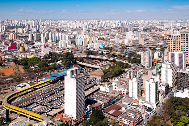 bus terminal in park Dom Pedro, Sao Paulo