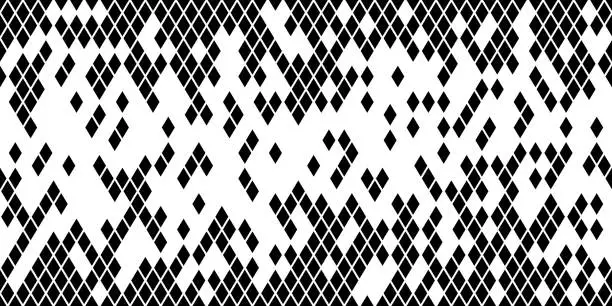 Vector illustration of Harlequin seamless pattern in black and white colors