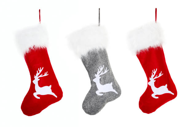 istock Three Red and grey Christmas stockings 1493872886