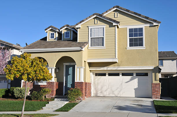 istock Two story single family house with driveway 149387434