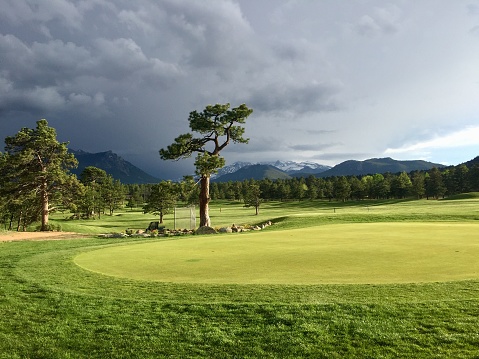 Estes Park 18 Hole Golf Course In Storm Estes Park Co Stock Photo Estes Park 18 Hole Golf Course In Storm Estes Park Co Stock Photo