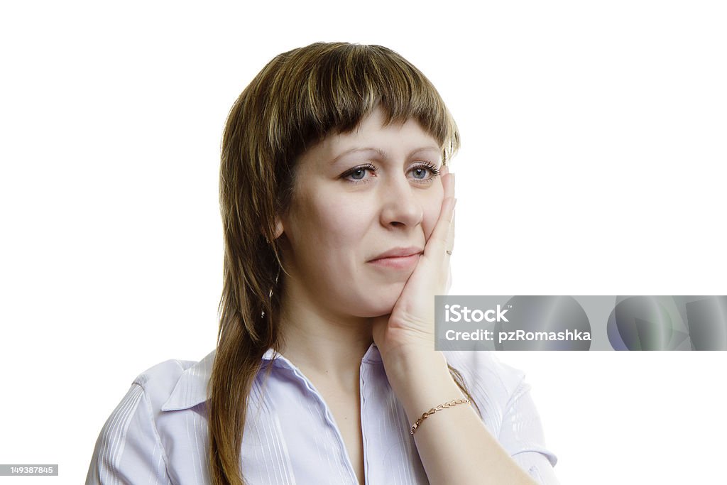 Молодая женщина с Зубная боль - Стоковые фото Женщины роялти-фри