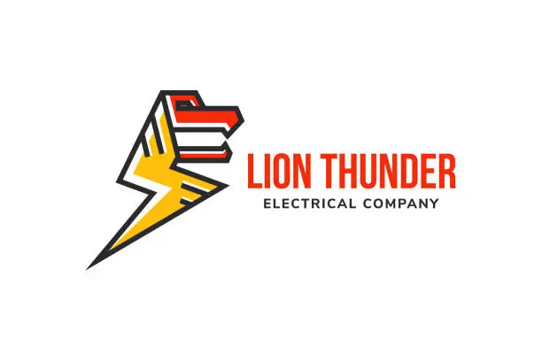 Vector illustration of Thunder Lion design template