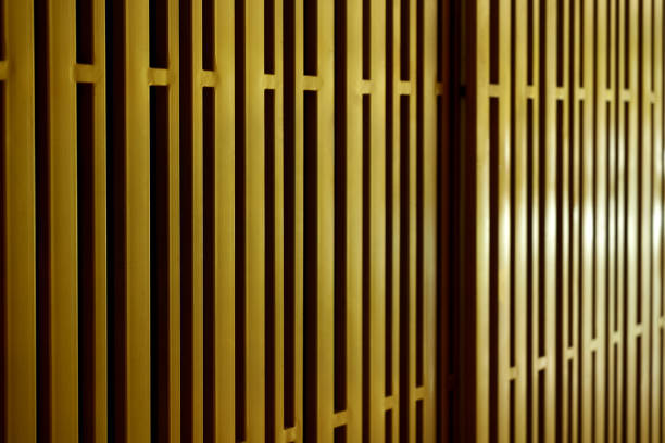 Gold colored abstract striped architectural detail