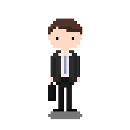 Businessman for business design. Pixel 8 bit style
