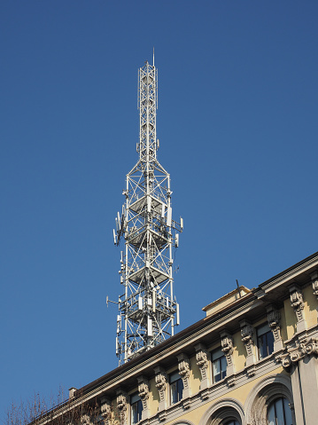 communication tower radio mast with antenna aerial