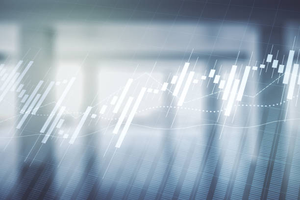 istock Abstract virtual financial graph hologram on empty corporate office background, forex and investment concept. Multiexposure 1493910770