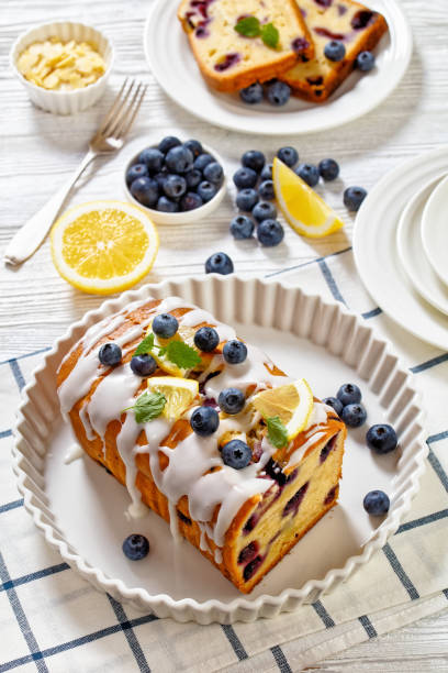 istock Lemon Blueberry Bread with Lemon Glaze, top view 1493917780