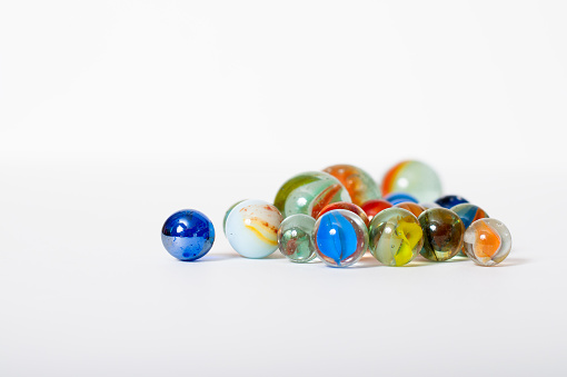 colored marbles with White background