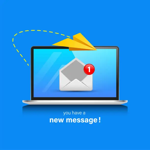 Vector illustration of E-mail sending or receiving composition in modern style