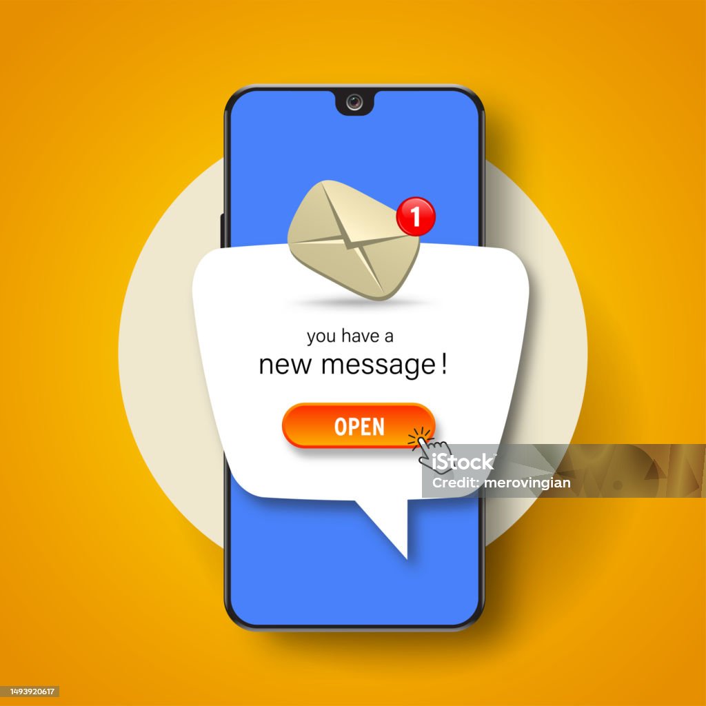 A New Message New Message On The Smartphone Screen Stock Illustration - Download ...