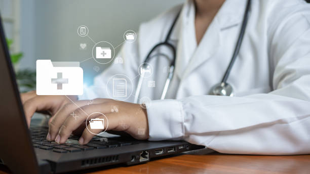 istock Doctors use  computer to research medical information. medical concept. 1493927977