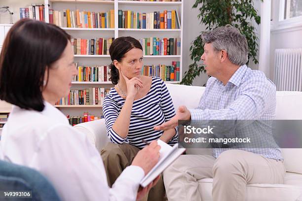 Marriage Therapy Couple With A Psychiatrist Stock Photo - Download Image Now - Adult, Arguing, Communication