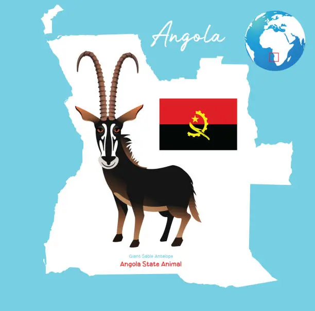 Vector illustration of Sable antelope (Hippotragus niger) in Angola