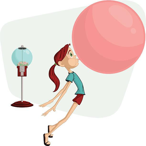 풍선껌 여자아�이 - chewing gum candy bubble little girls stock illustrations