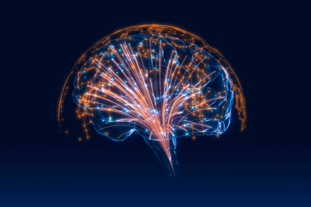 Artificial intelligence brain network vector art illustration
