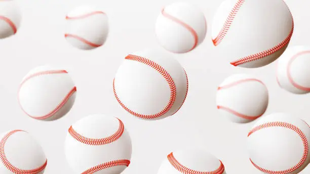 Photo of Baseball background. Lots of balls. 3dcg