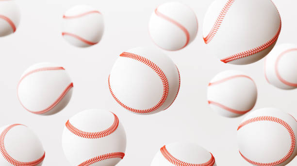 baseball background. lots of balls. 3dcg - 3dcg imagens e fotografias de stock
