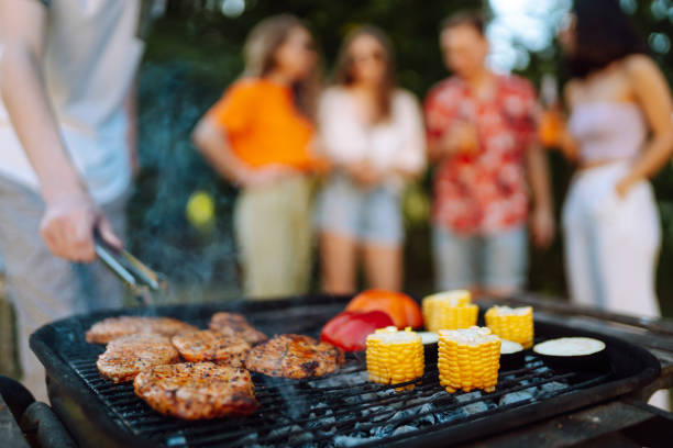 istock Assorted delicious grilled meat with barbecue grilled vegetables. 1493938139