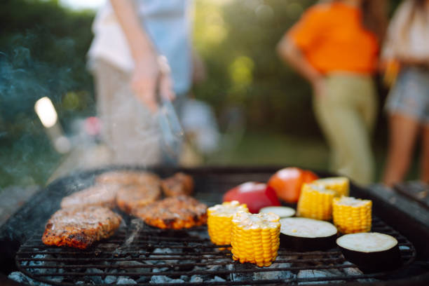 istock Assorted delicious grilled meat with barbecue grilled vegetables. 1493938149