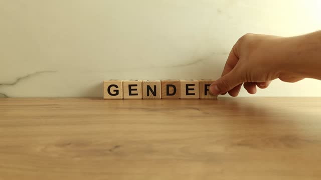 Word gender made of wooden blocks