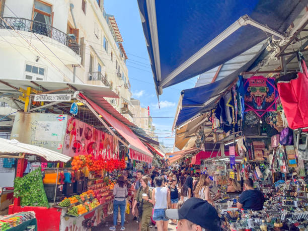 Carmel Market Shuk HaCarmel in Tel Aviv, Israel. stock photo