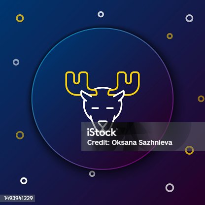 istock White and yellow line Moose head with horns icon on dark blue background. Colorful outline concept. Vector Illustration 1493941229