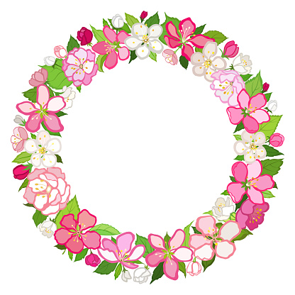 Vector wreath with flowers and space for your text
