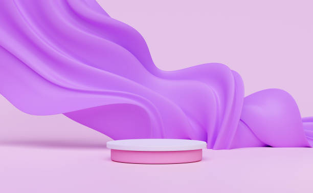 istock 3d pink stage podium empty with purple soft fabric, abstract geometric cosmetic showcase pedestal pink background. minimal modern scene, 3d render illustration 1493946405