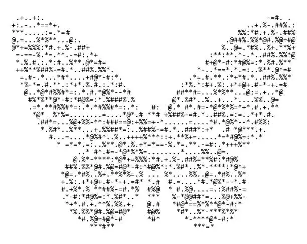 Vector illustration of Source code, shape butterfly, vector illustration