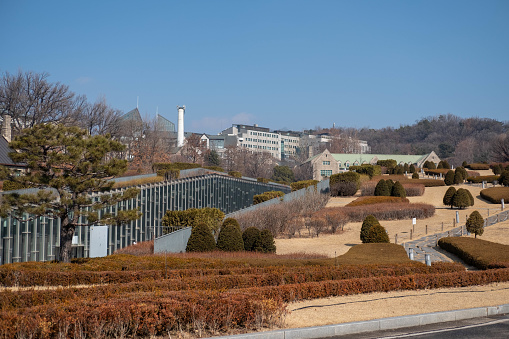 Seoul, South Korea - 19 February 2023: Ewha Womans University in winter. It is a private women's university