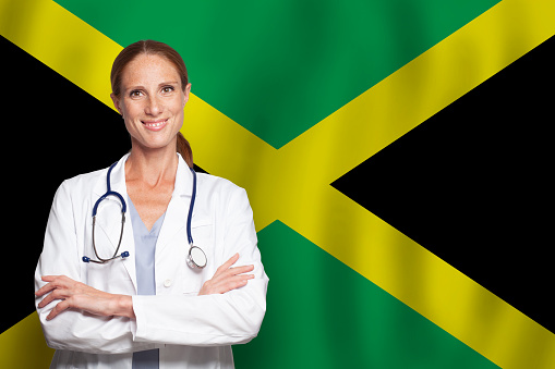 Jamaican general practitioner doctor gp on the flag of Jamaican