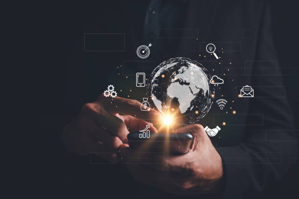 istock Businessman using smart phone . Global business internet connection application technology and digital marketing. Finance and Banking Digital Link Technology Big Data 1493951475