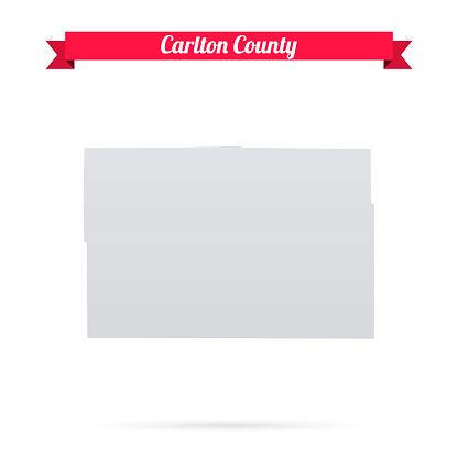 Map of Carlton County - Minnesota, isolated on a blank background and with his name on a red ribbon. Vector Illustration (EPS file, well layered and grouped). Easy to edit, manipulate, resize or colorize. Vector and Jpeg file of different sizes.