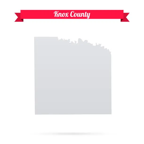 Vector illustration of Knox County, Texas. Map on white background with red banner