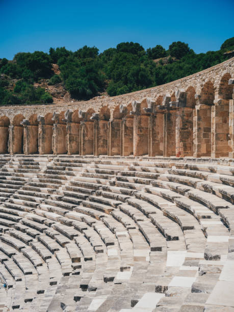 amfiteatr aspendos, antalya, turcja - aspendos construction architecture outdoors zdjęcia i obrazy z banku zdjęć