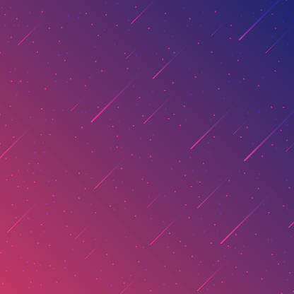 Modern and trendy background. Beautiful starry sky with color gradient, looking like a meteor shower. This illustration can be used for your design, with space for your text (colors used: Red, Pink, Purple, Blue). Vector Illustration (EPS file, well layered and grouped), square format (1:1). Easy to edit, manipulate, resize or colorize. Vector and Jpeg file of different sizes.